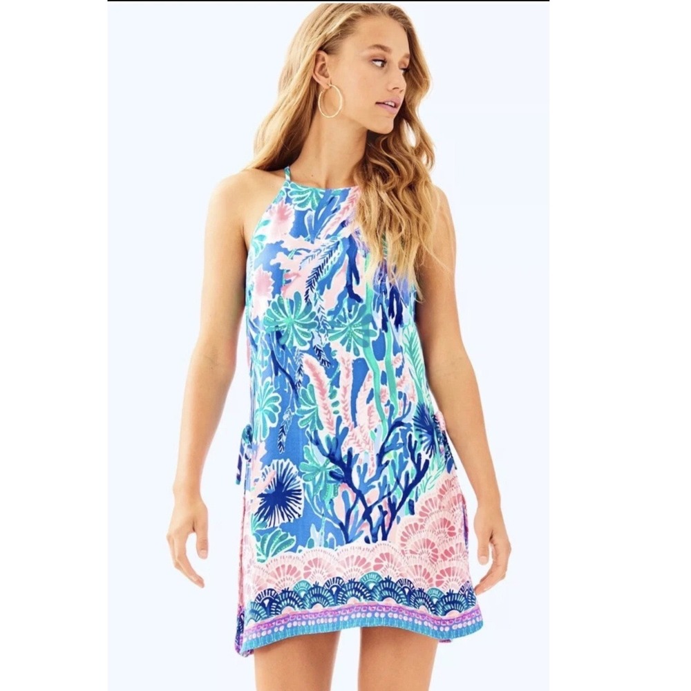 Lilly Pulitzer Pearl Romper Multi Jet Stream  Sz 10 Tropical Florida Vacay Chic